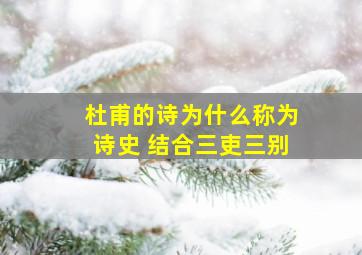 杜甫的诗为什么称为诗史 结合三吏三别